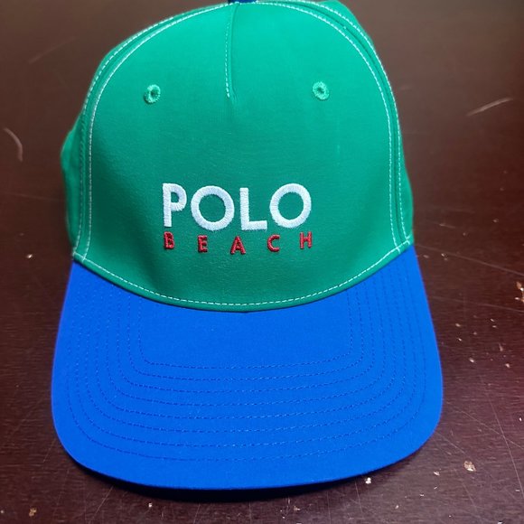 Polo Ralph Lauren Mens Blue Green Logo Adjustable Buckle Beach Cap One Size